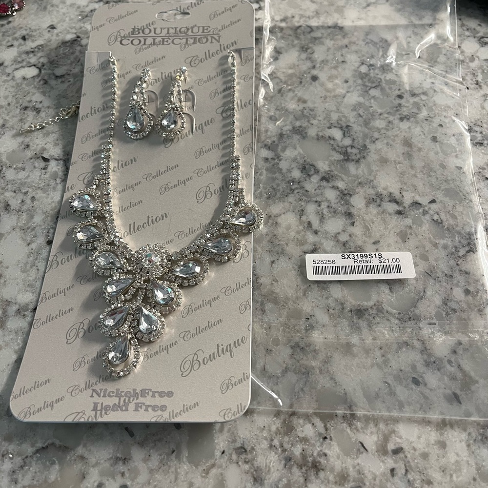 Rhinestone Necklace and earring set